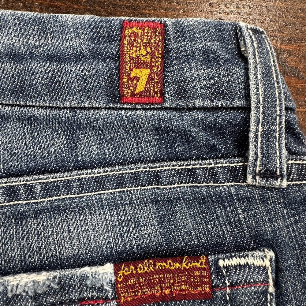 7 For All Mankind Womens Bootcut Jeans A Pocket Flip Flop Distressed Size 31/30 - Picture 11 of 13
